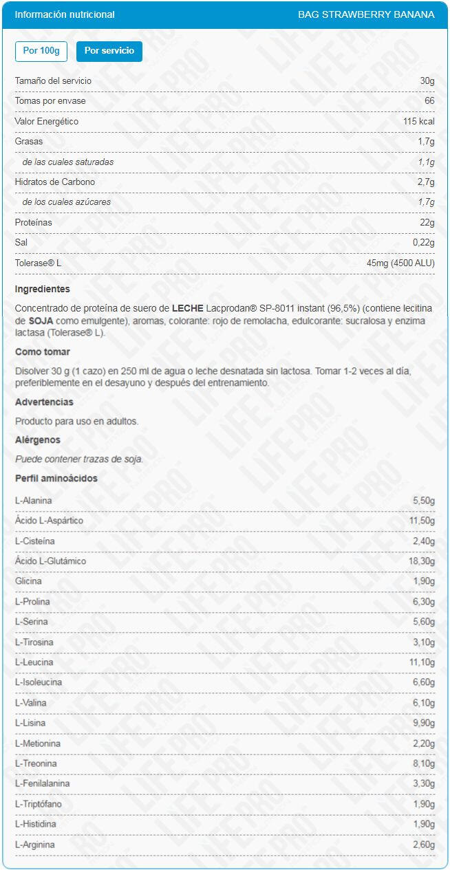Proteína de suero Life Pro Bolsa Whey 2kg Proteccion y Crecimiento Muscular 3/4