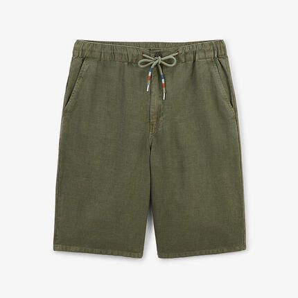 Bermuda 557 en lin et coton coupe ample vert olive