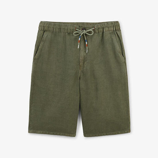 Bermuda 557 en lin et coton coupe ample vert olive
