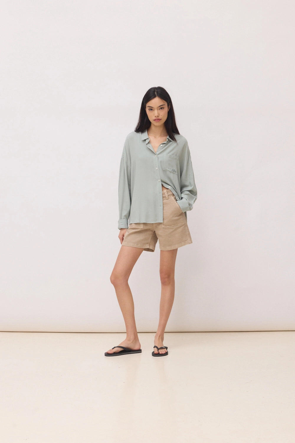 Camisa Mujer Washed Sage 100% Viscosa 3/4