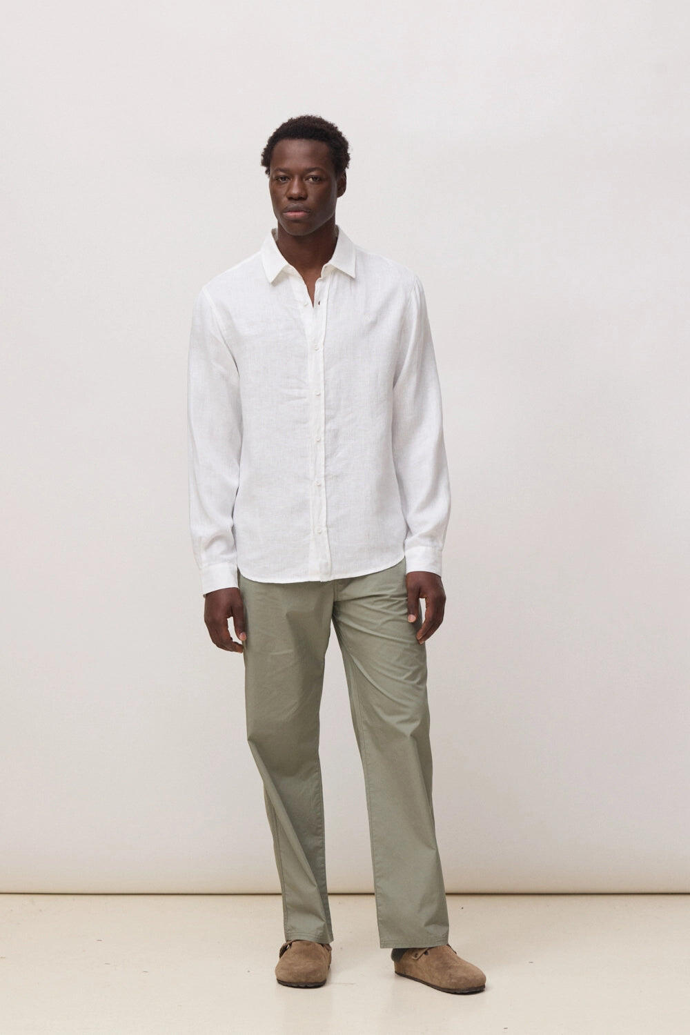 Camisa Blue Banana Core Blanca de 100% Lino 3/4