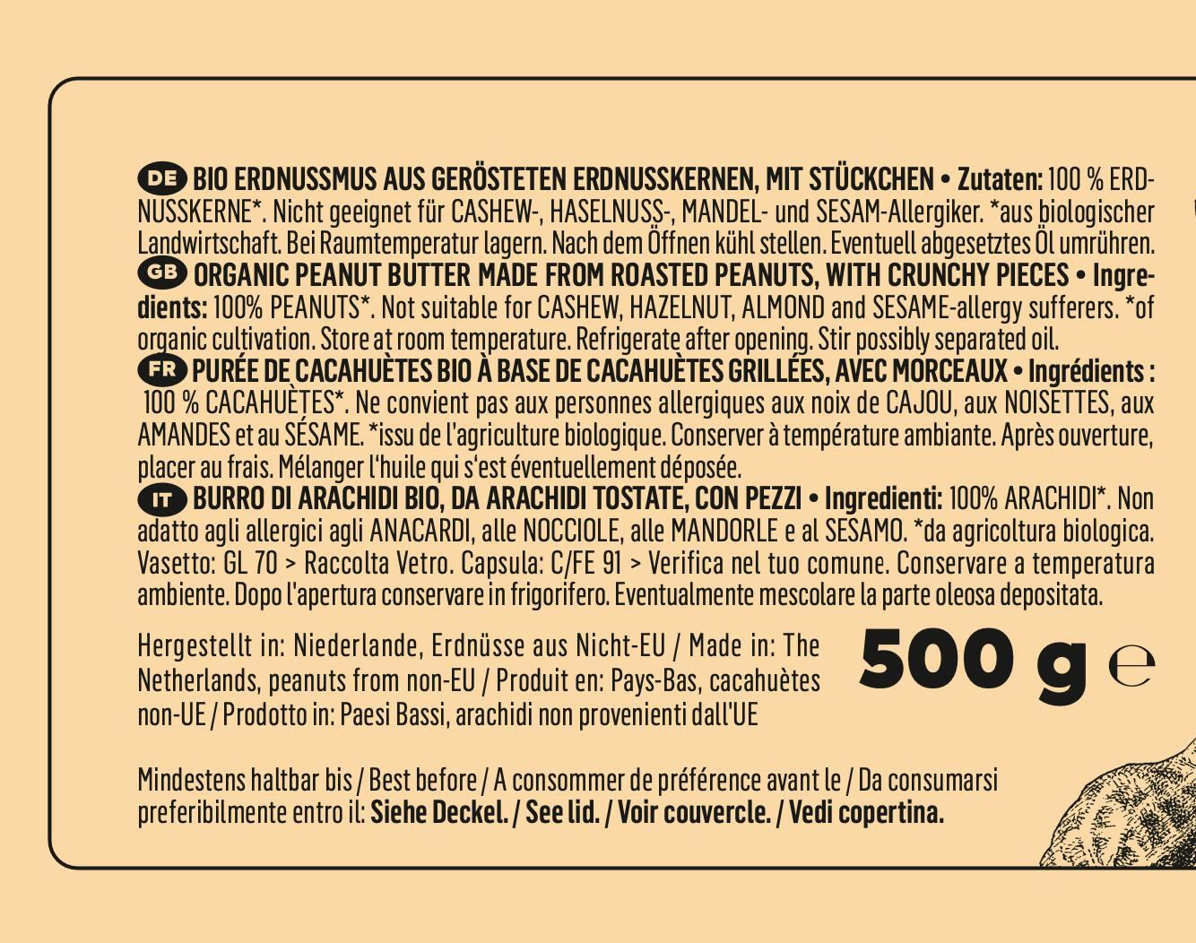 Purée de cacahuètes crunchy bio 500 g 4/7
