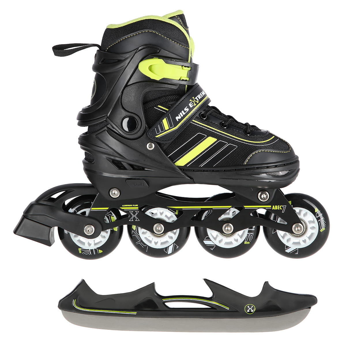 NILS EXTREME Kinder Inline-Skates mit austauschbarer Hockeykufe Nils Extreme NH18191  2in1