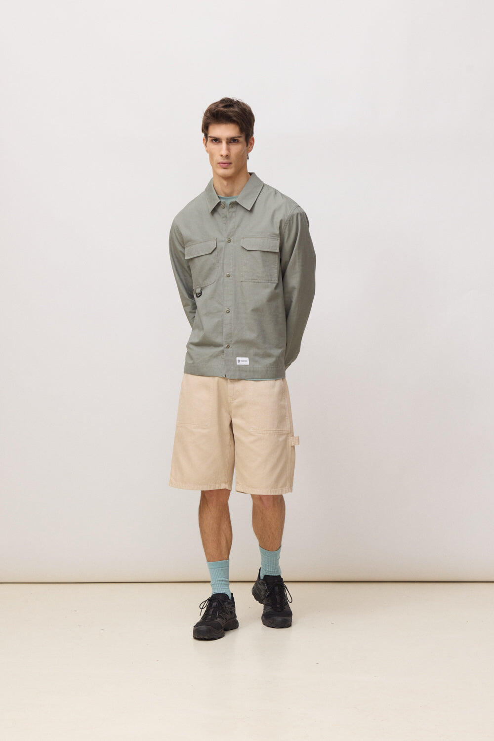 Camisa Blue Banana Ripstop Olive Green de 100% Algodón 3/4