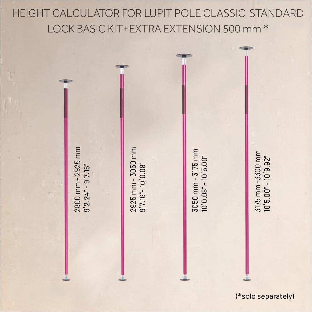Classic G2 Standard Lock, poteau de danse portable, ROSE, 45mm 5/6