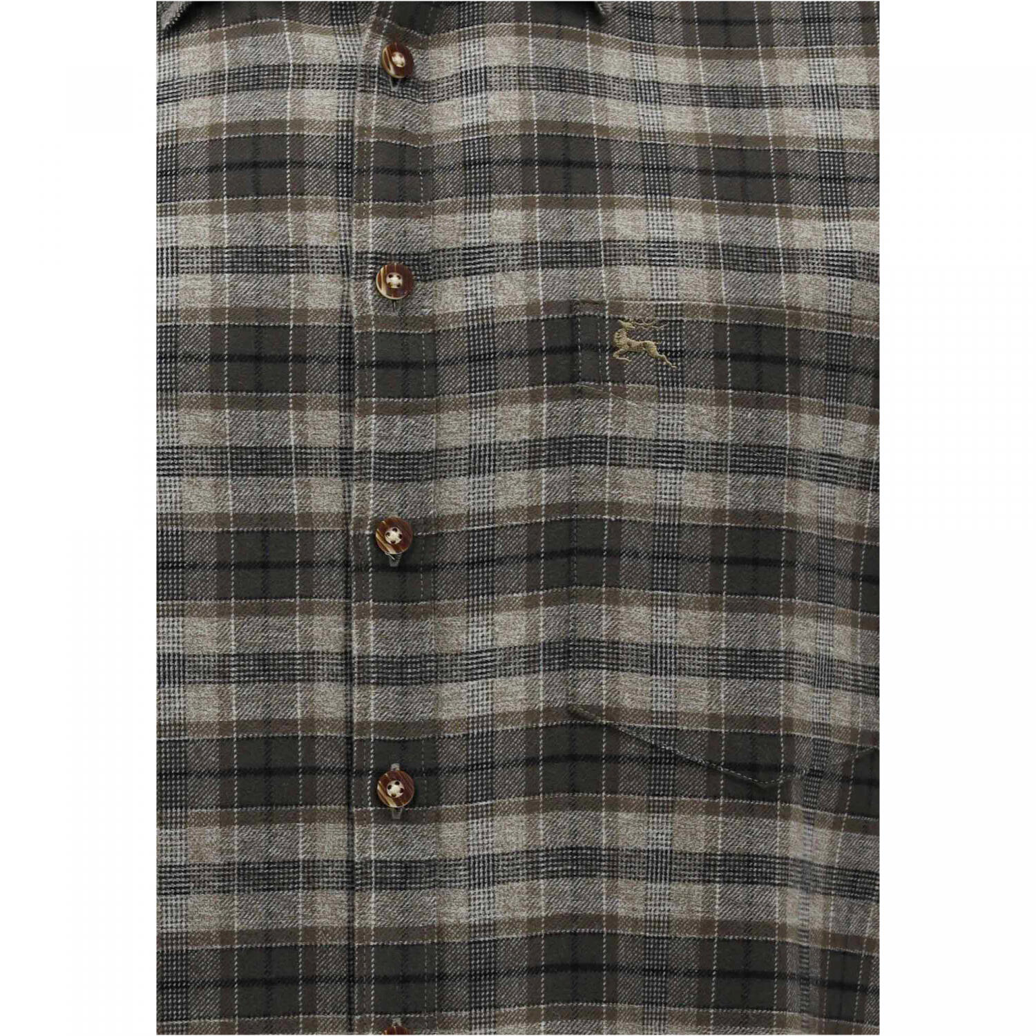 OS Trachten Gliru Hemd 1/1 Arm Regular Fit Herren (Oliv) Größe 47/48 3/4