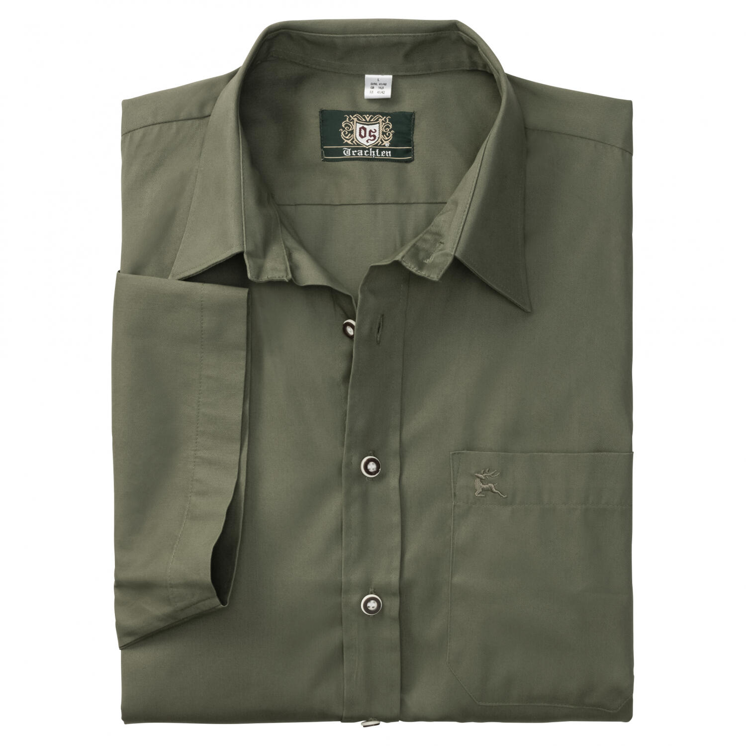 OS Trachten Uxdeya Hemd 1/2 Arm Comfort Fit Herren (Trachtengrün) Größe 45/ 2/2