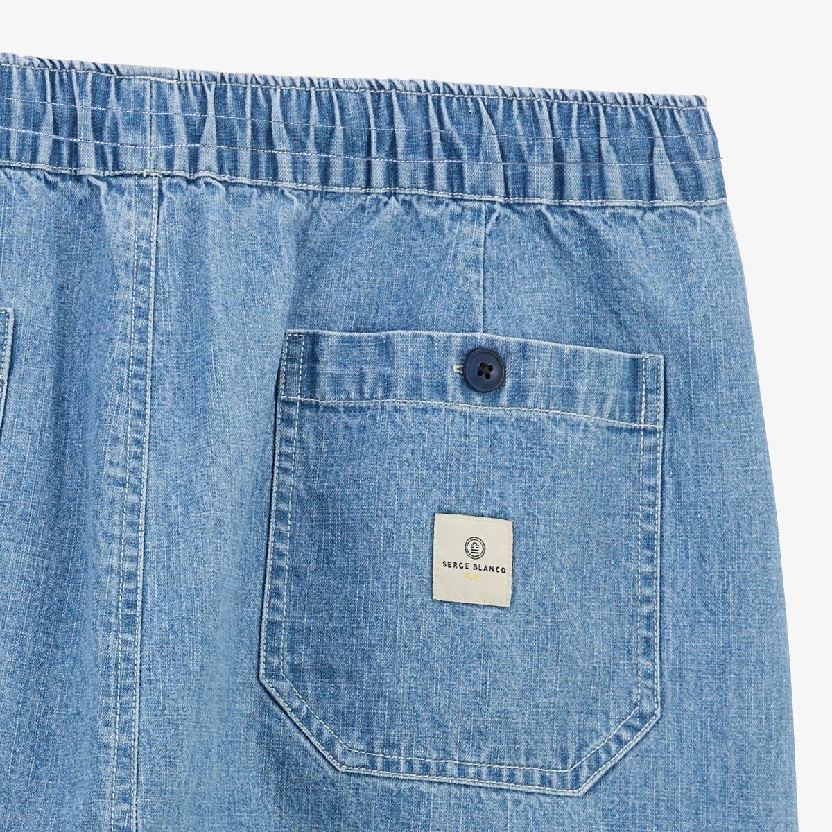 Bermuda 550 in cotone blu denim dalla vestibilità ampia 5/6