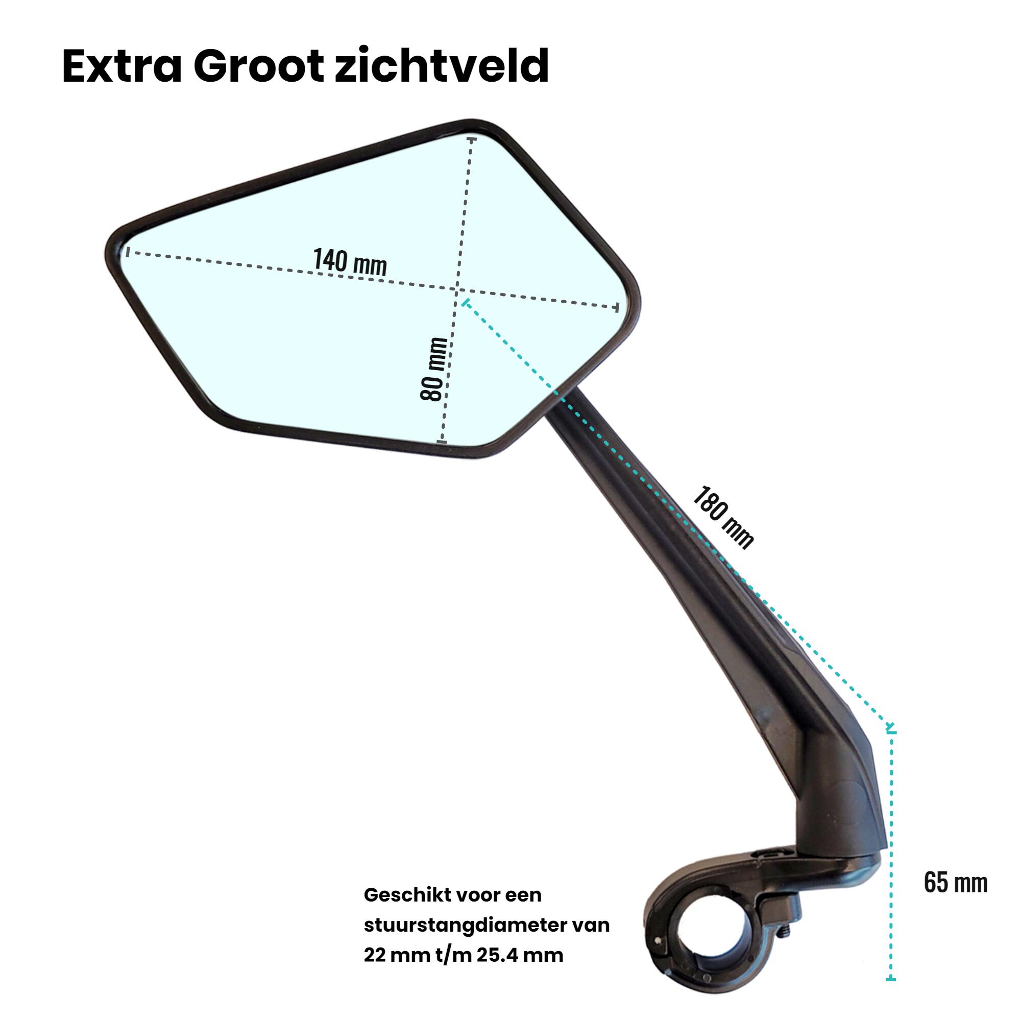 Rétroviseur gauche Vebics pour vélo, grand modèle 3/4