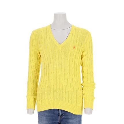 Refurbished - Polo Ralph Lauren Damen Pullover Zopfmuster Gelb - Wie neu