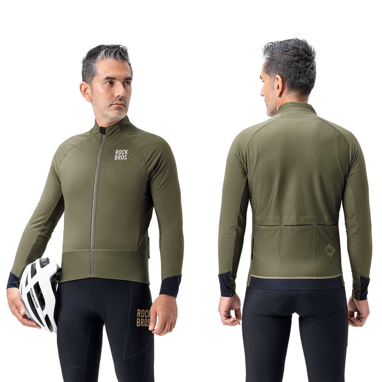 Rockbros giacca da ciclismo a doppio strato in pile invernale 3/5