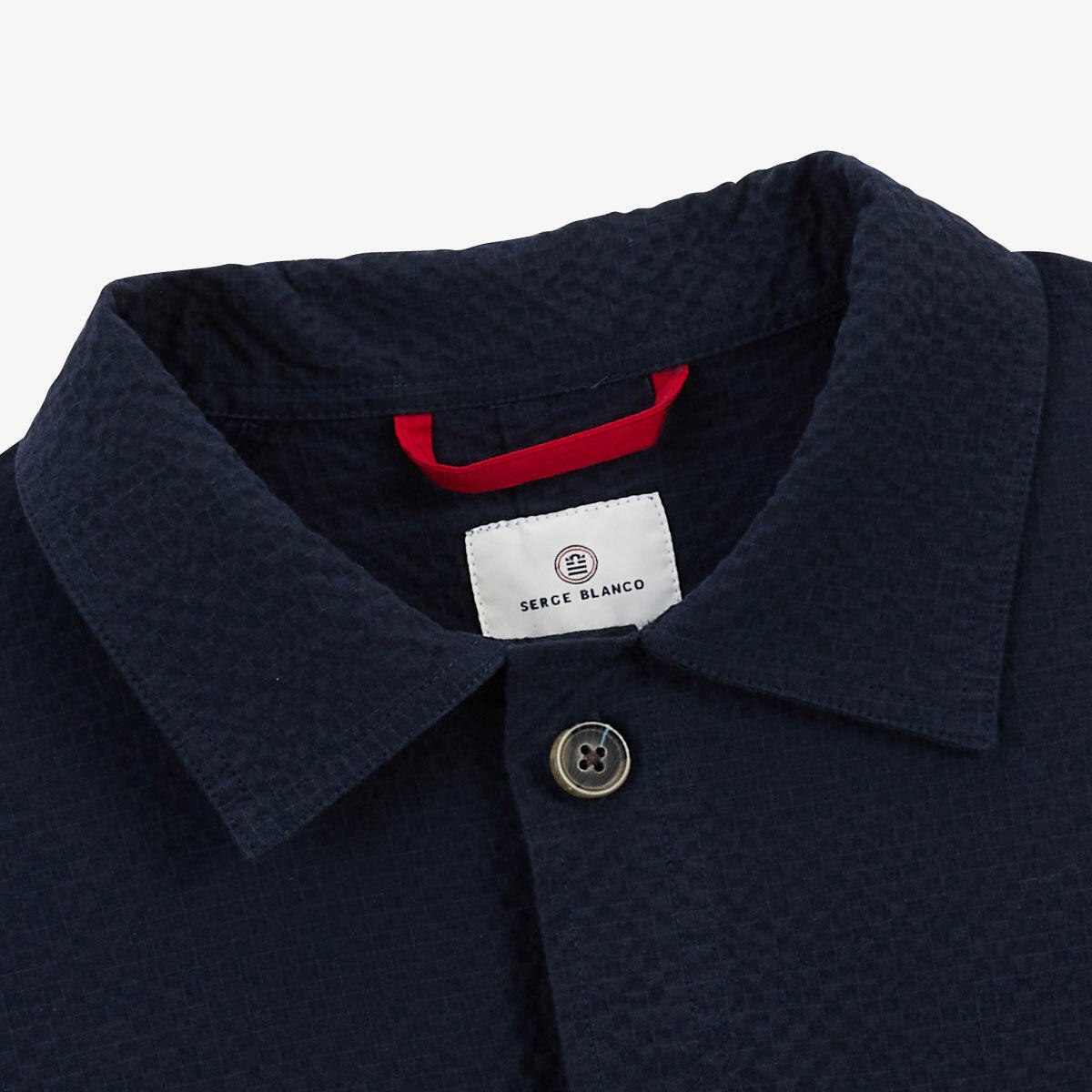 Giacca da lavoro in cotone seersucker blu navy Wilfried 4/5