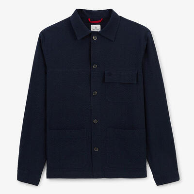 Giacca da lavoro in cotone seersucker blu navy Wilfried