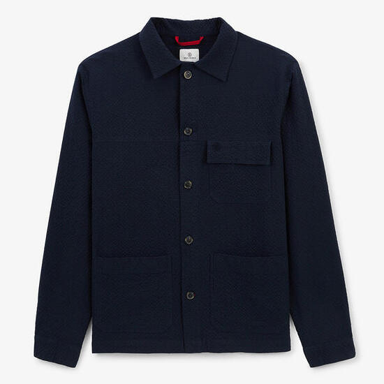 Giacca da lavoro in cotone seersucker blu navy Wilfried