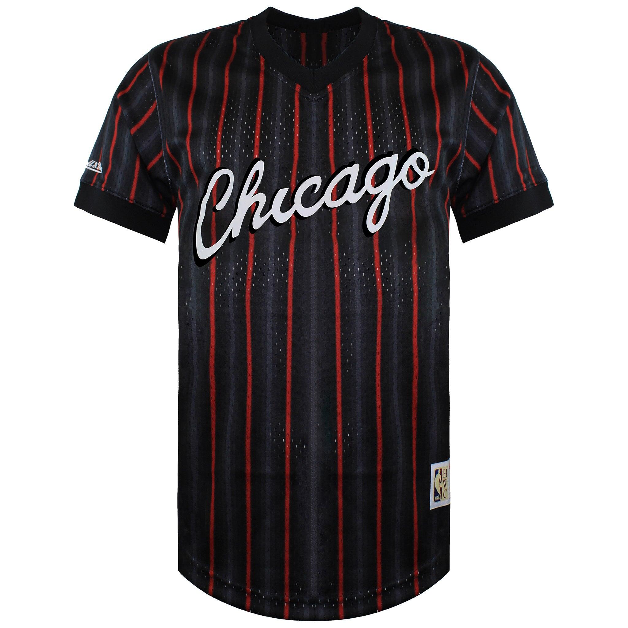 Mitchell & Ness NBA Chicago Bulls Wordmark Mesh Mens T-Shirt 