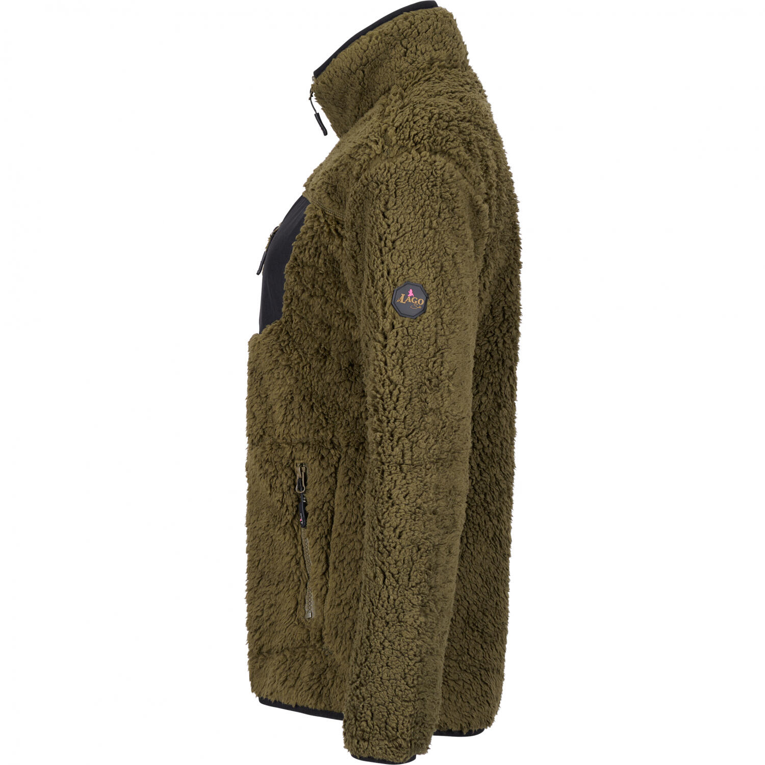 il Lago Sie Faserpelzjacke Alva Damen (Oliv/Schwarz) Größe XL 3/4