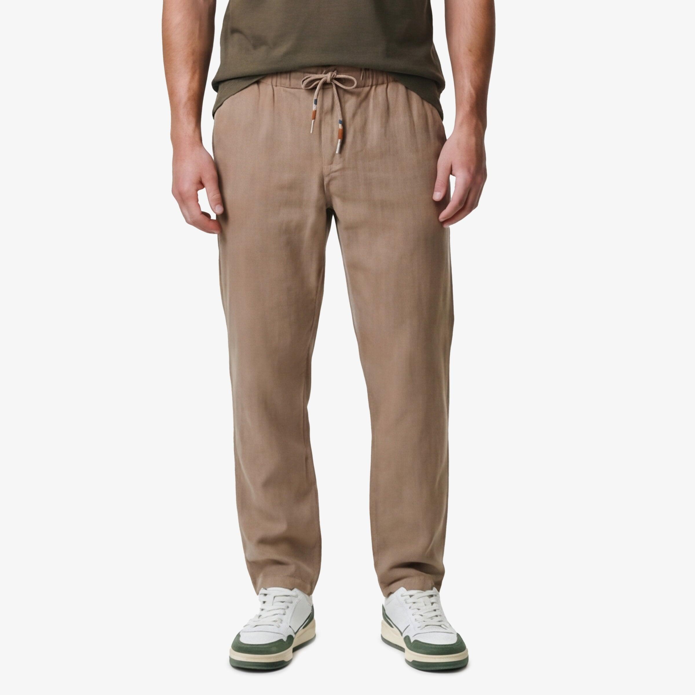 Pantalon 549 avec taille élastiquée en coton beige 2/4