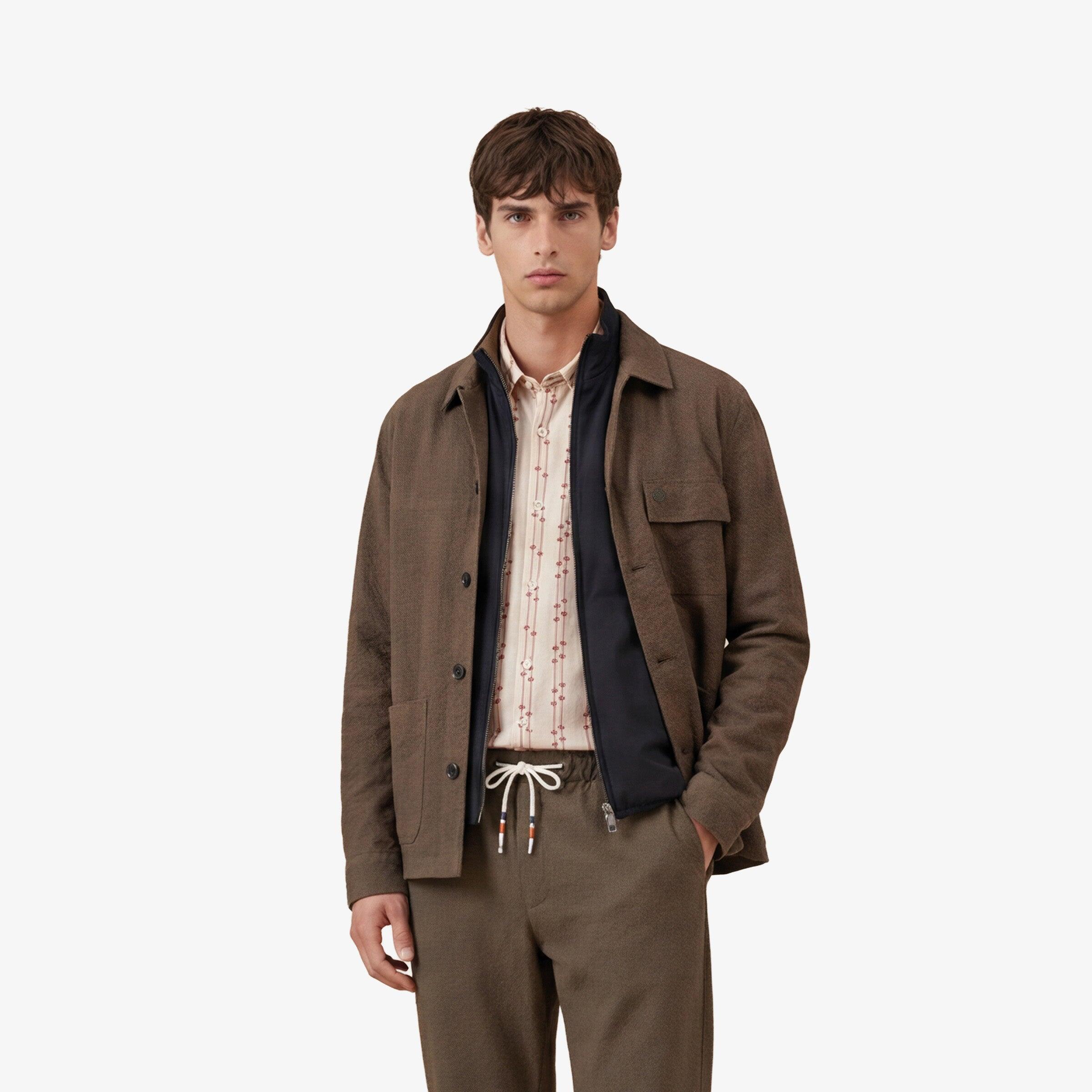 Chaqueta de trabajo de algodón seersucker verde arcilla Wilfried 2/7