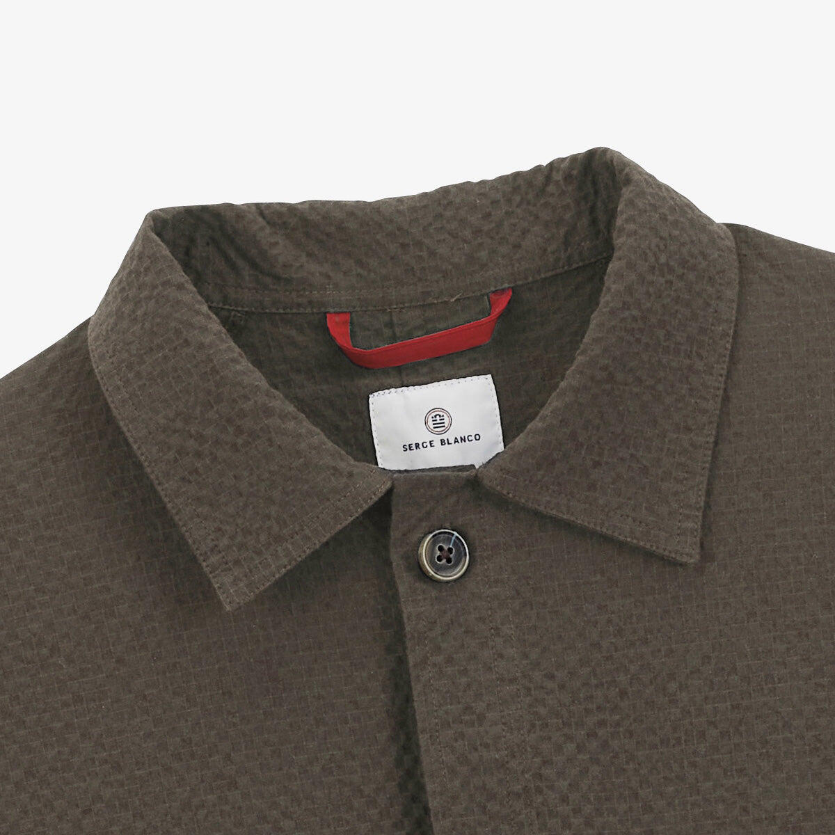 Chaqueta de trabajo de algodón seersucker verde arcilla Wilfried 4/7