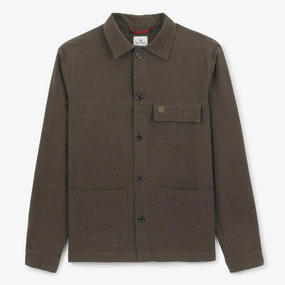 Giacca da lavoro in cotone seersucker verde argilla Wilfried