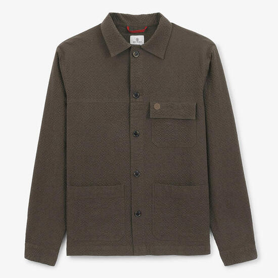 Giacca da lavoro in cotone seersucker verde argilla Wilfried