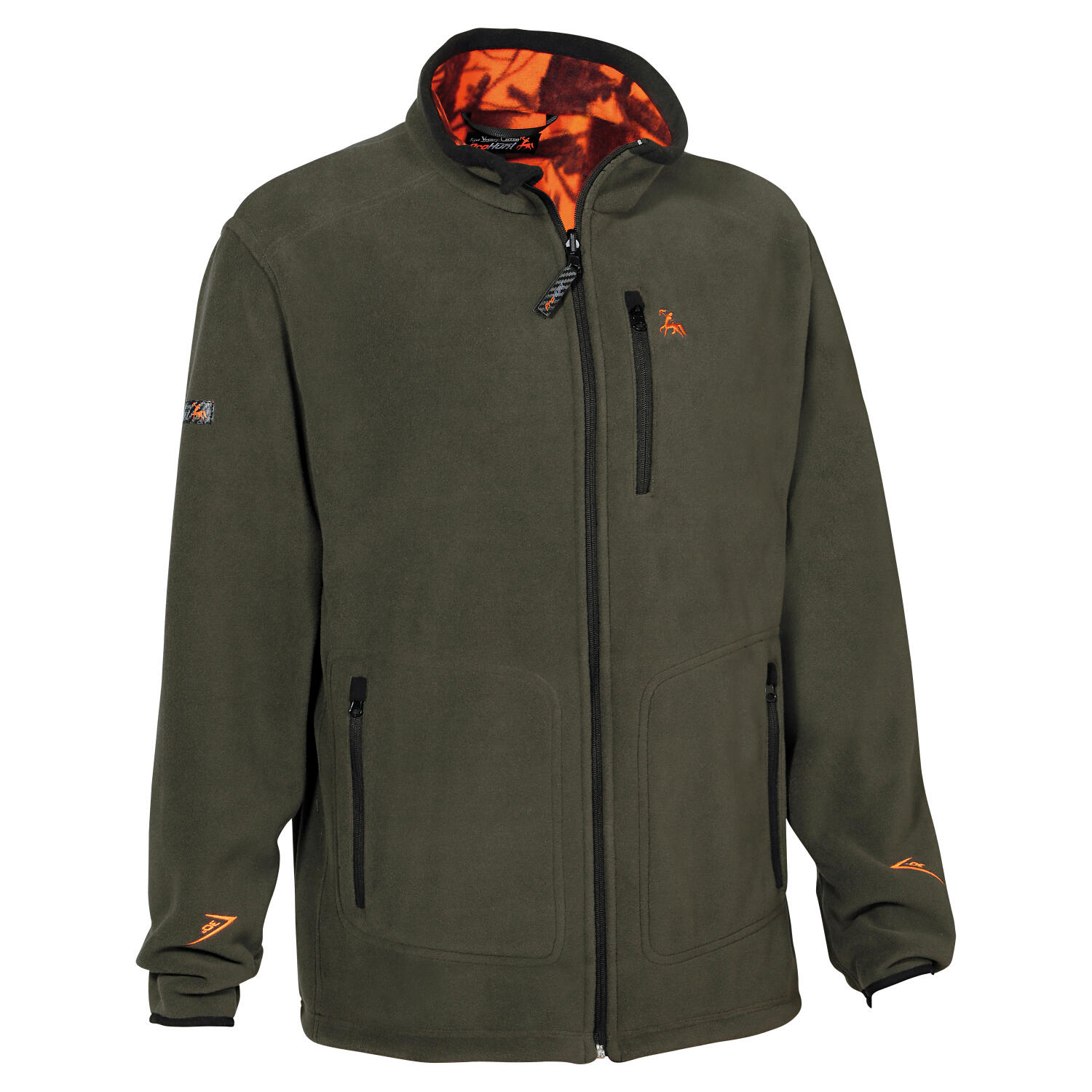 ProHunt Wendbare Fleecejacke Herren (GhostCamo Blaze & Black/Kaki) Größe XX 2/2