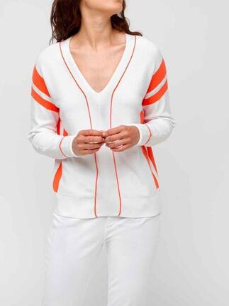 Pull col v Femme - MALENPUL Blanc