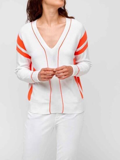 Pull col v Femme - MALENPUL Blanc