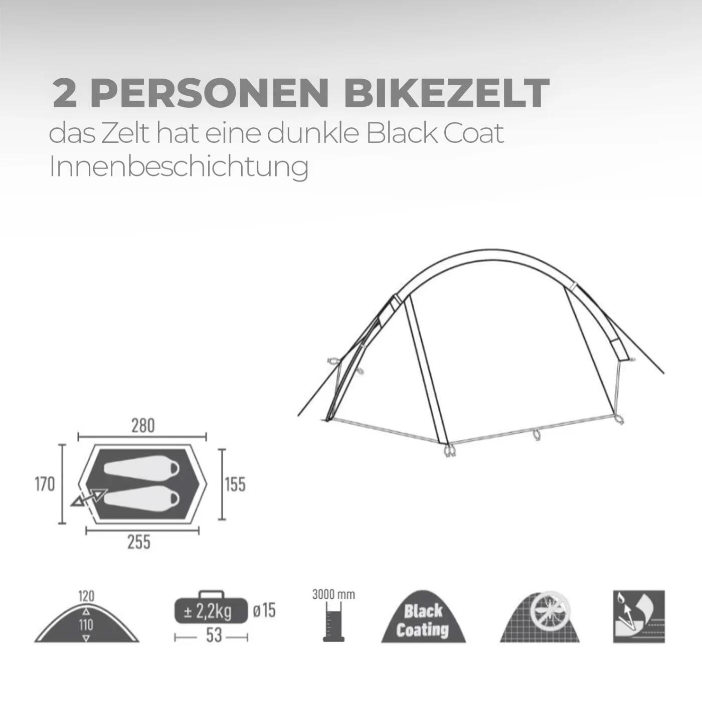 2 Personen Biker Zelt Abgedunkelter Schlafraum 3000 mm Wassersäule Camping Zelt 4/6