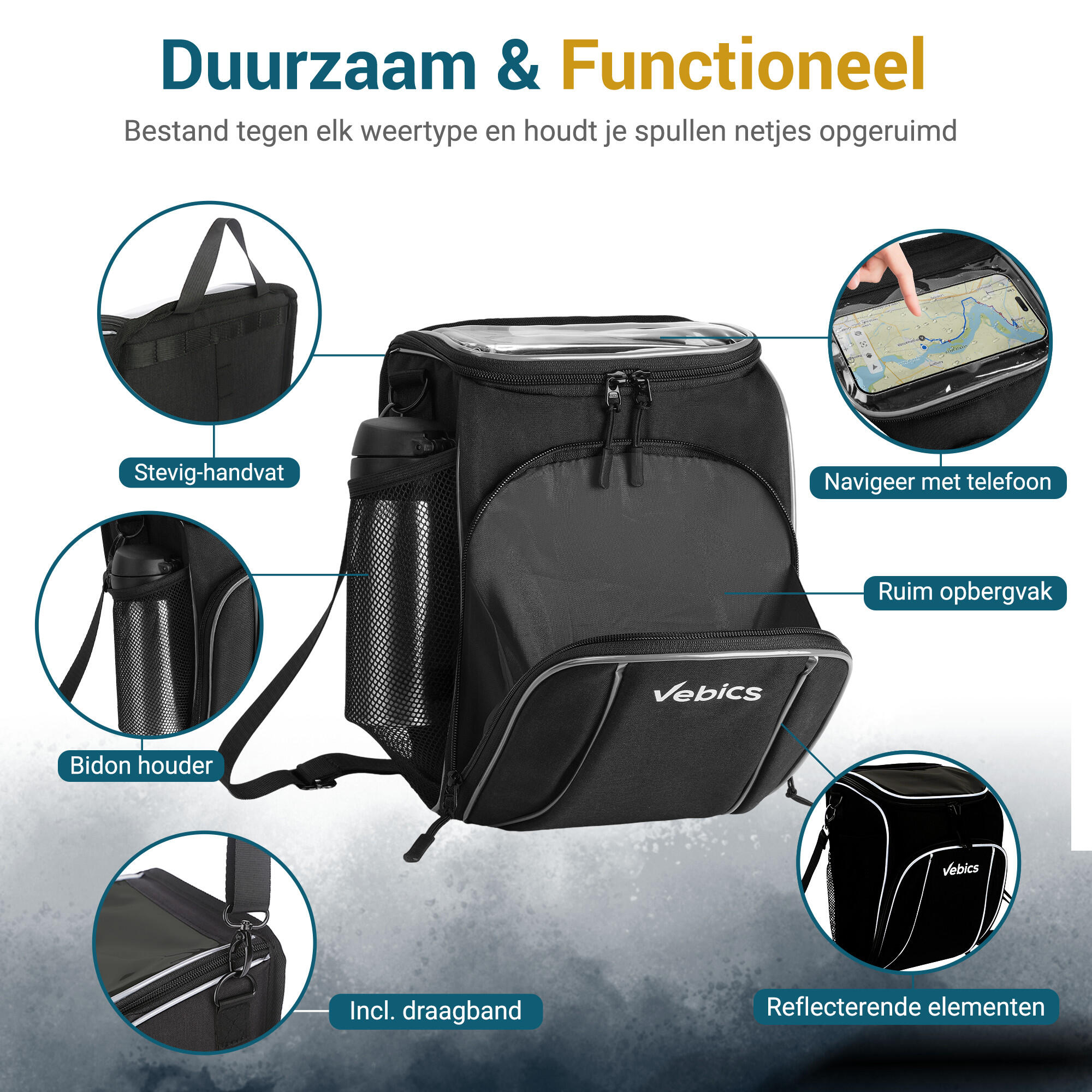 Vebics® Stuurtas Fiets Afneembaar - 100% Waterbestendig 3/7