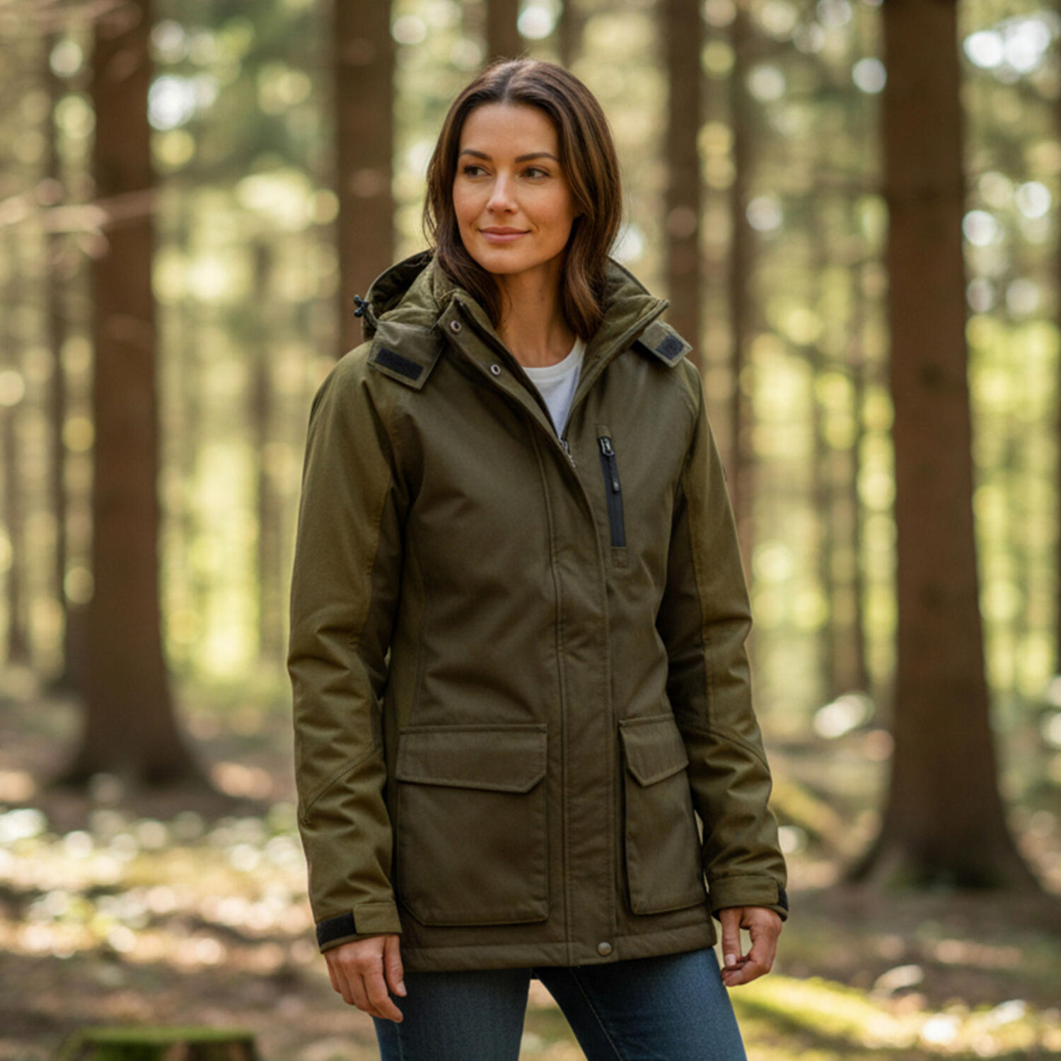 il Lago Sie Funktionsjacke Huntress Damen (Dunkeloliv/Braun) Größe XL 2/5