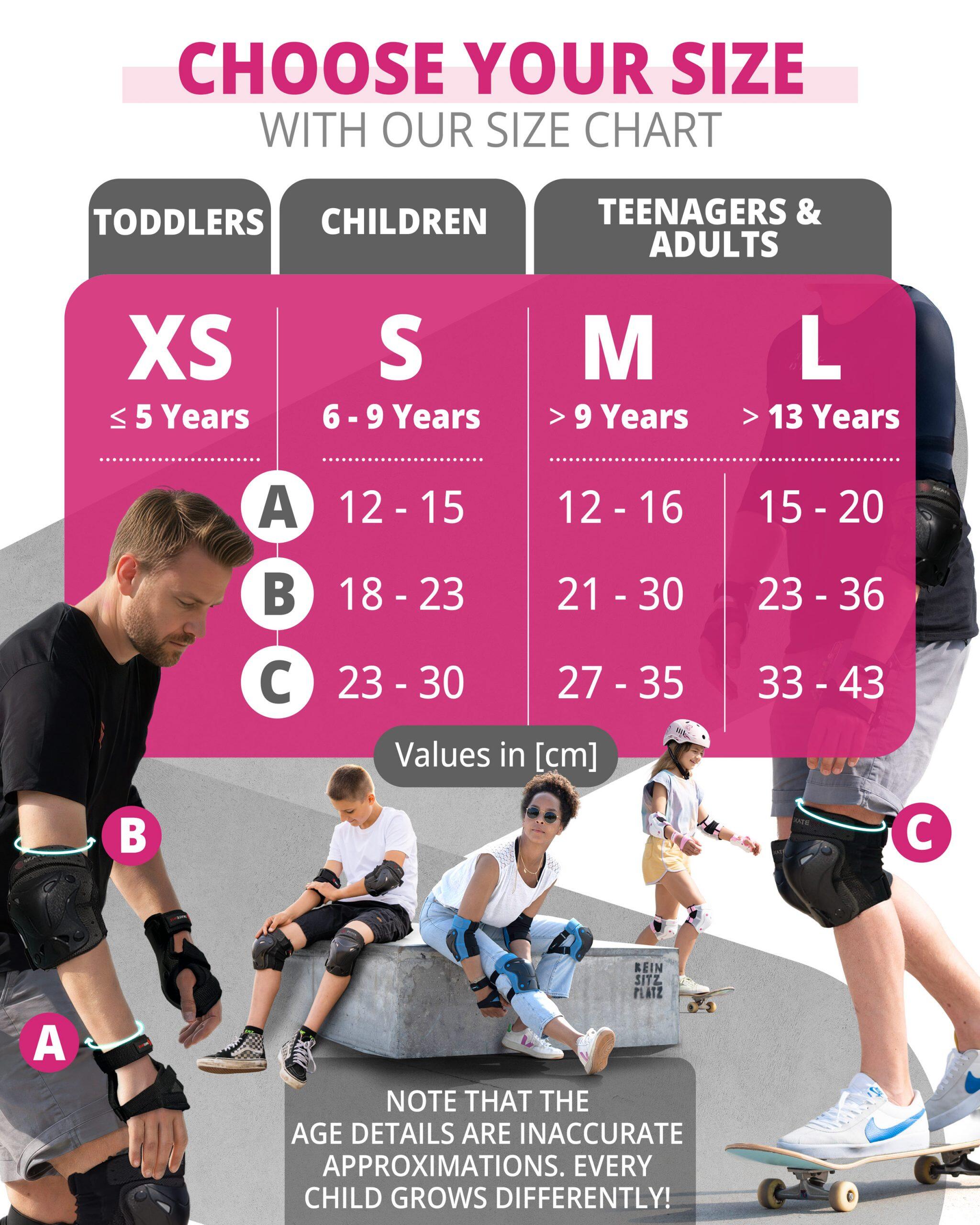 Protektoren-Set 3-er Kinder und Erwachsene Inline Skating Skateboard Schoner 5/8