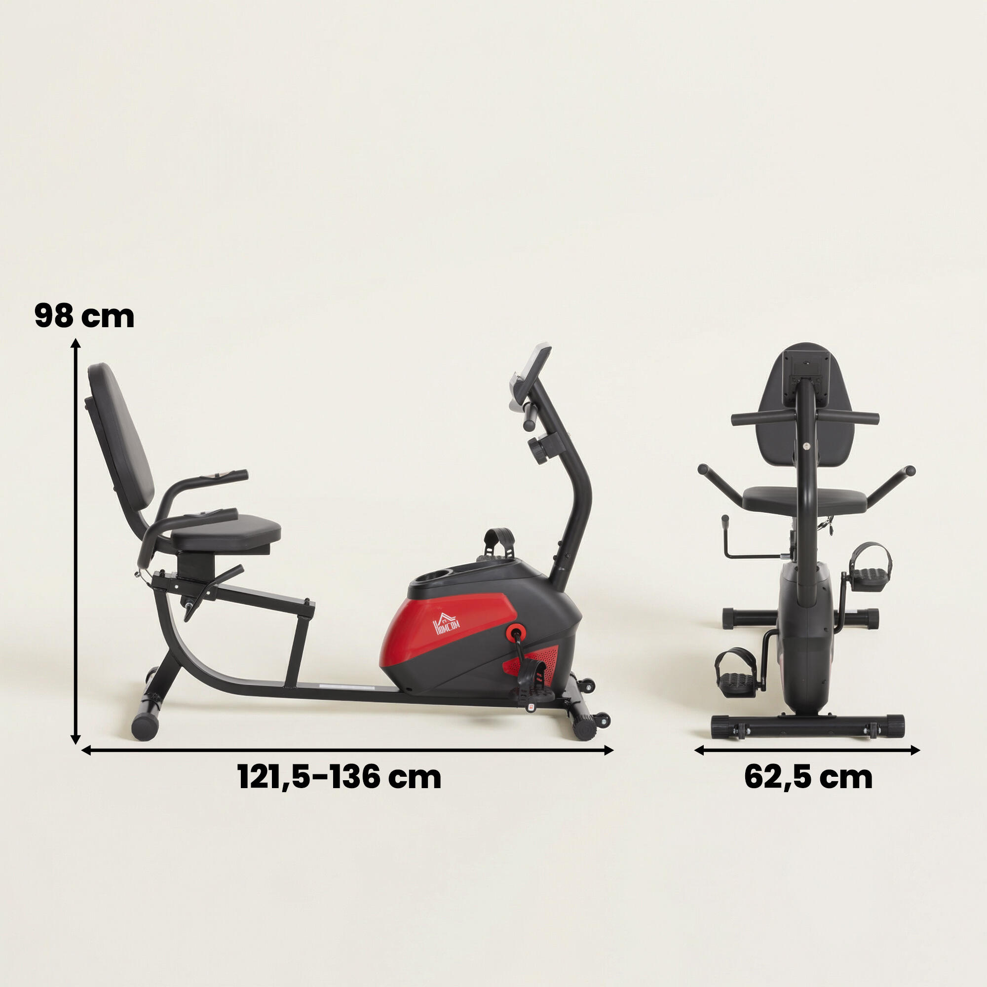 Bicicleta estática 136x62.5x98 cm vermelho HOMCOM 3/5