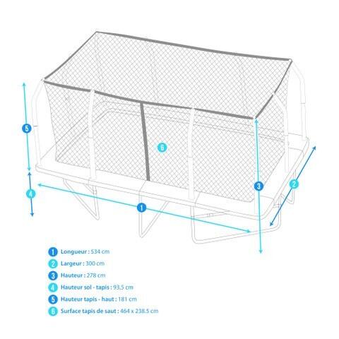 Trampoline de Jardin Rectangulaire XXL 518 x 305 cm - modèle Famille 3/7