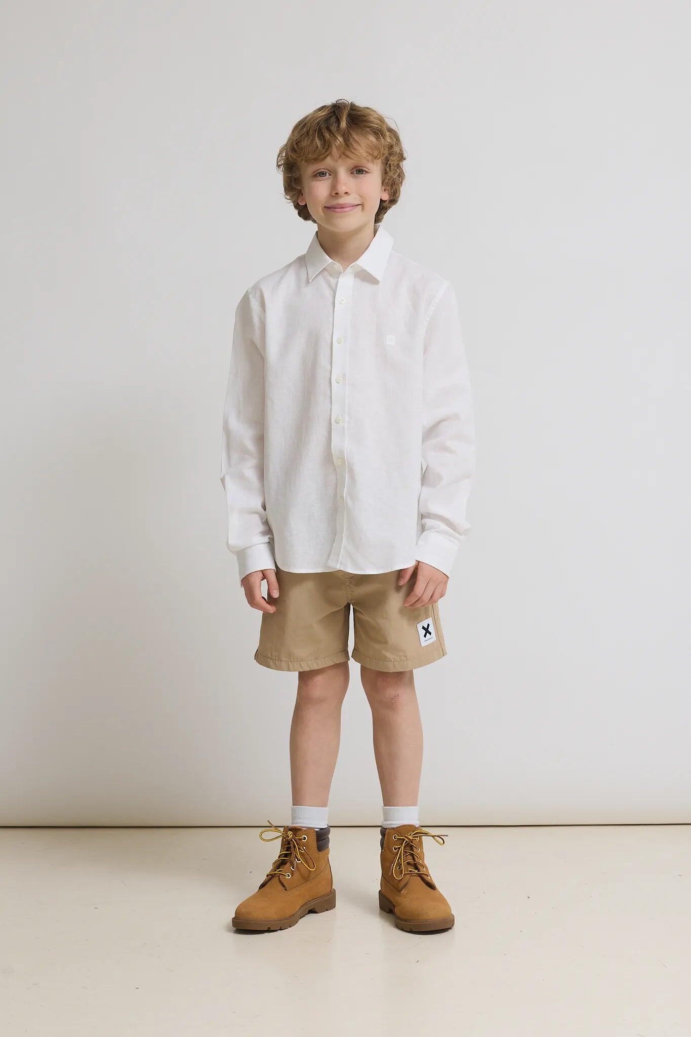 Camisa Kids Blue Banana Blanca de Lino 3/7