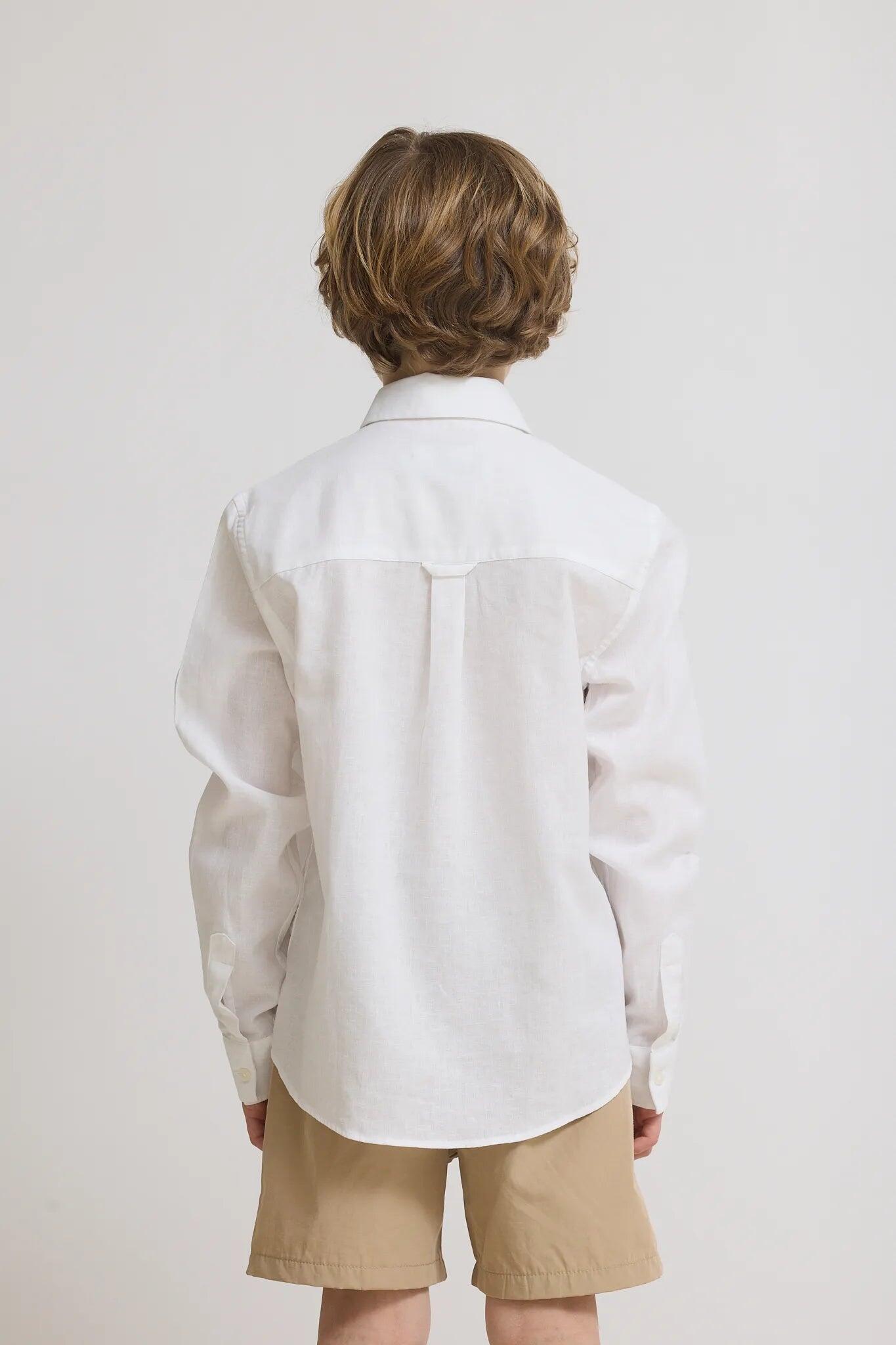 Camisa Kids Blue Banana Blanca de Lino 2/7