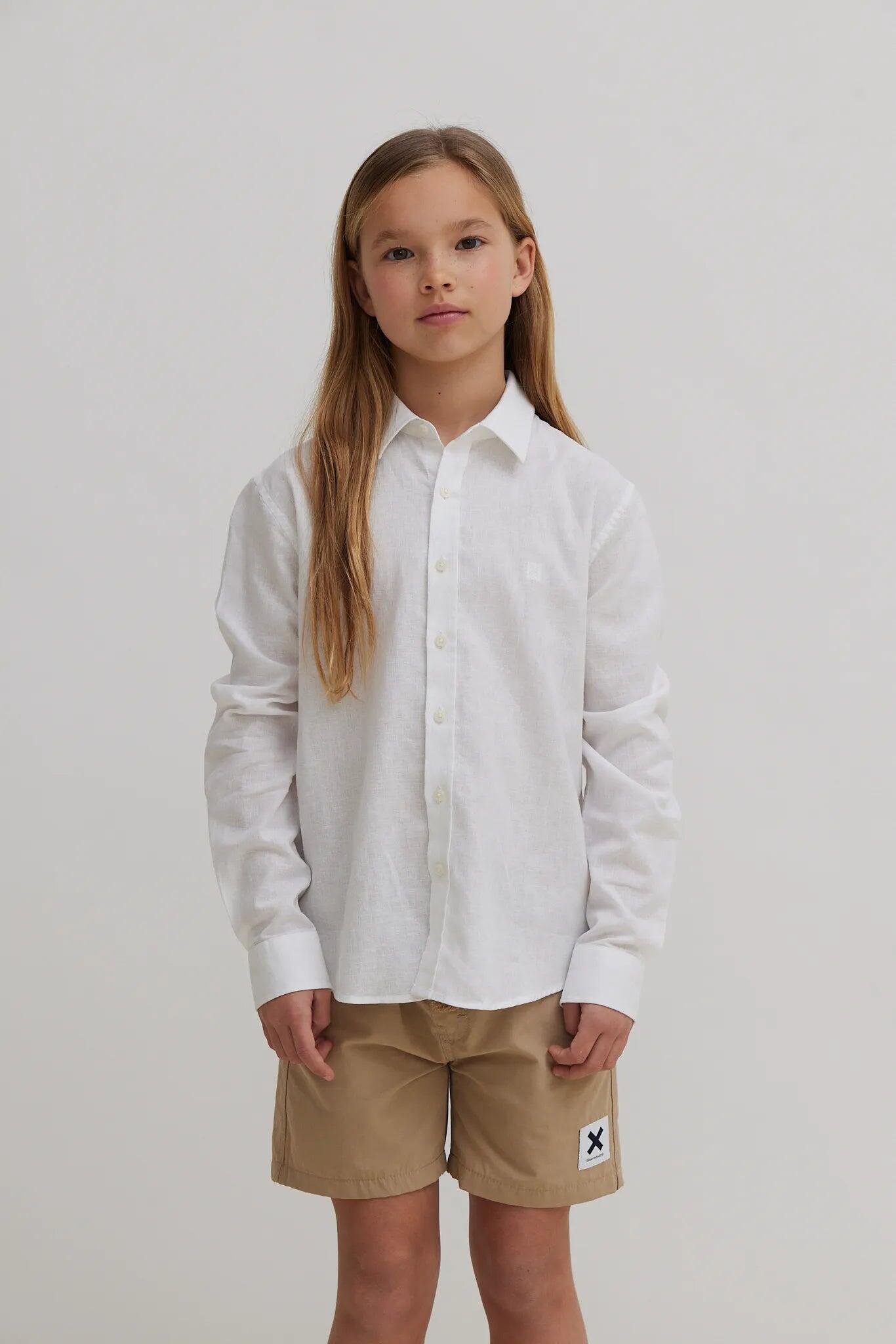 Camisa Kids Blue Banana Blanca de Lino 4/7