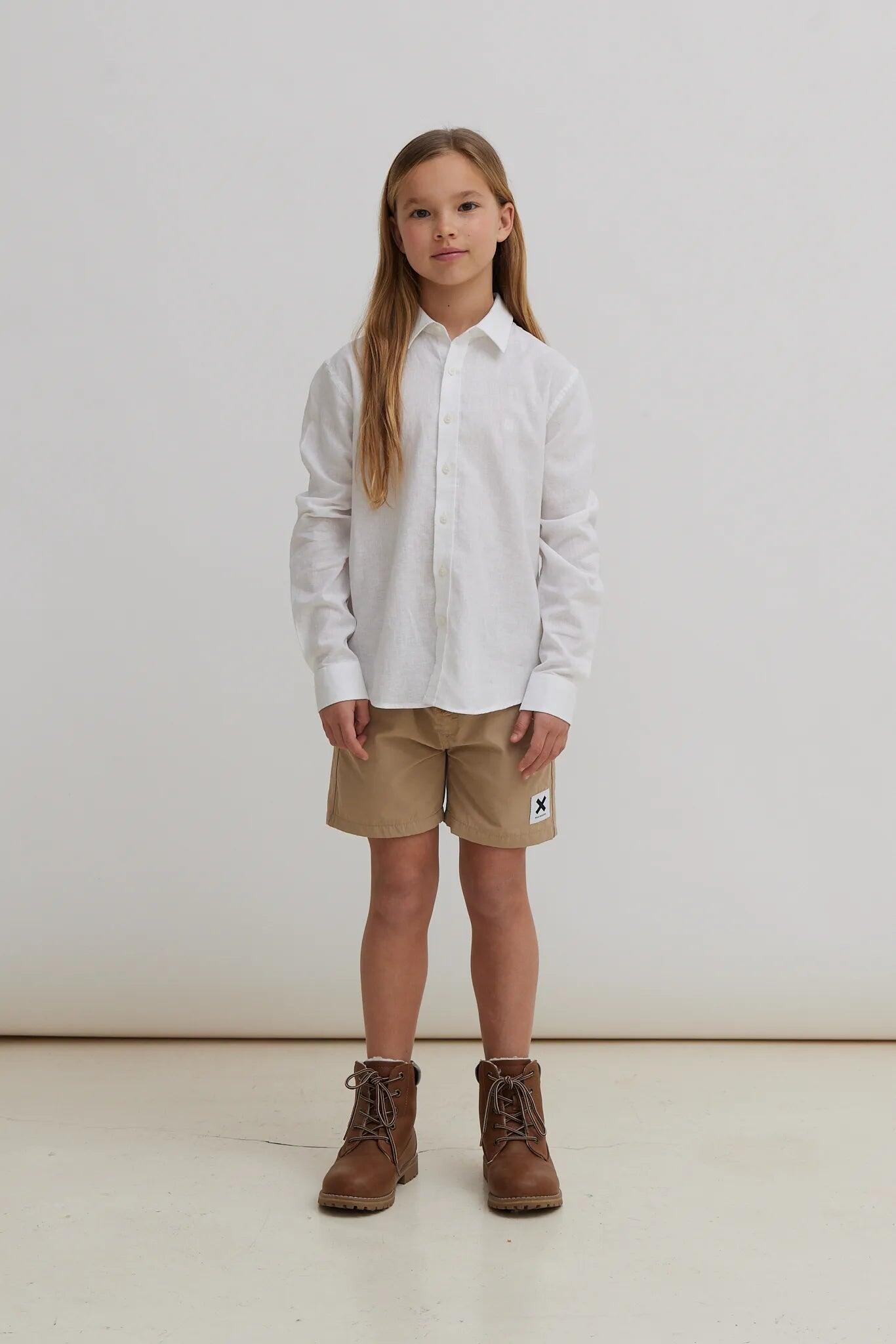 Camisa Kids Blue Banana Blanca de Lino 6/7