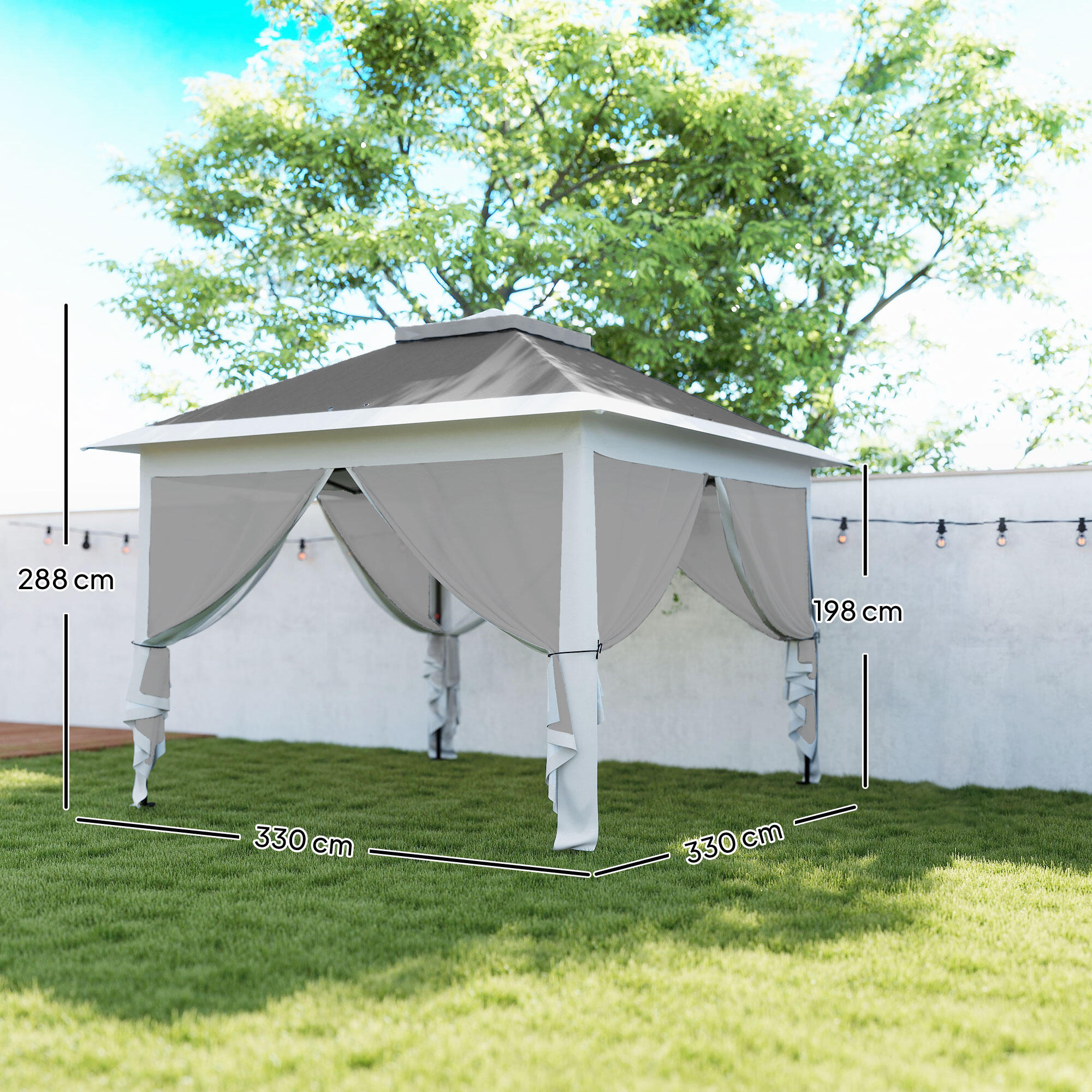 Carpa Plegable Outsunny 330x330x288 cm Gris Oscuro 3/6