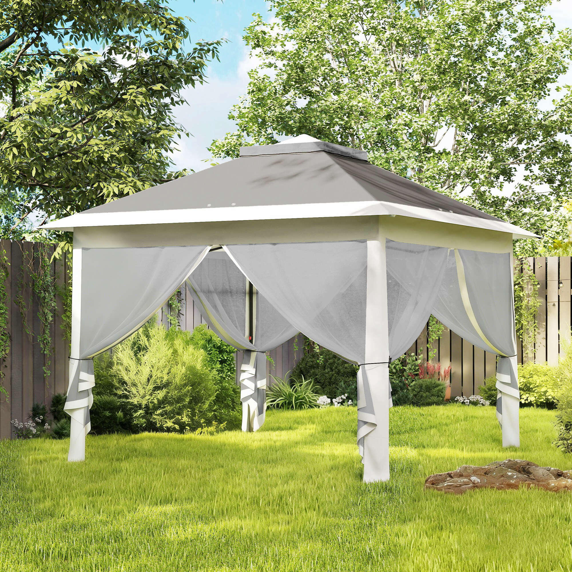Carpa Plegable Outsunny 330x330x288 cm Gris Oscuro 2/6