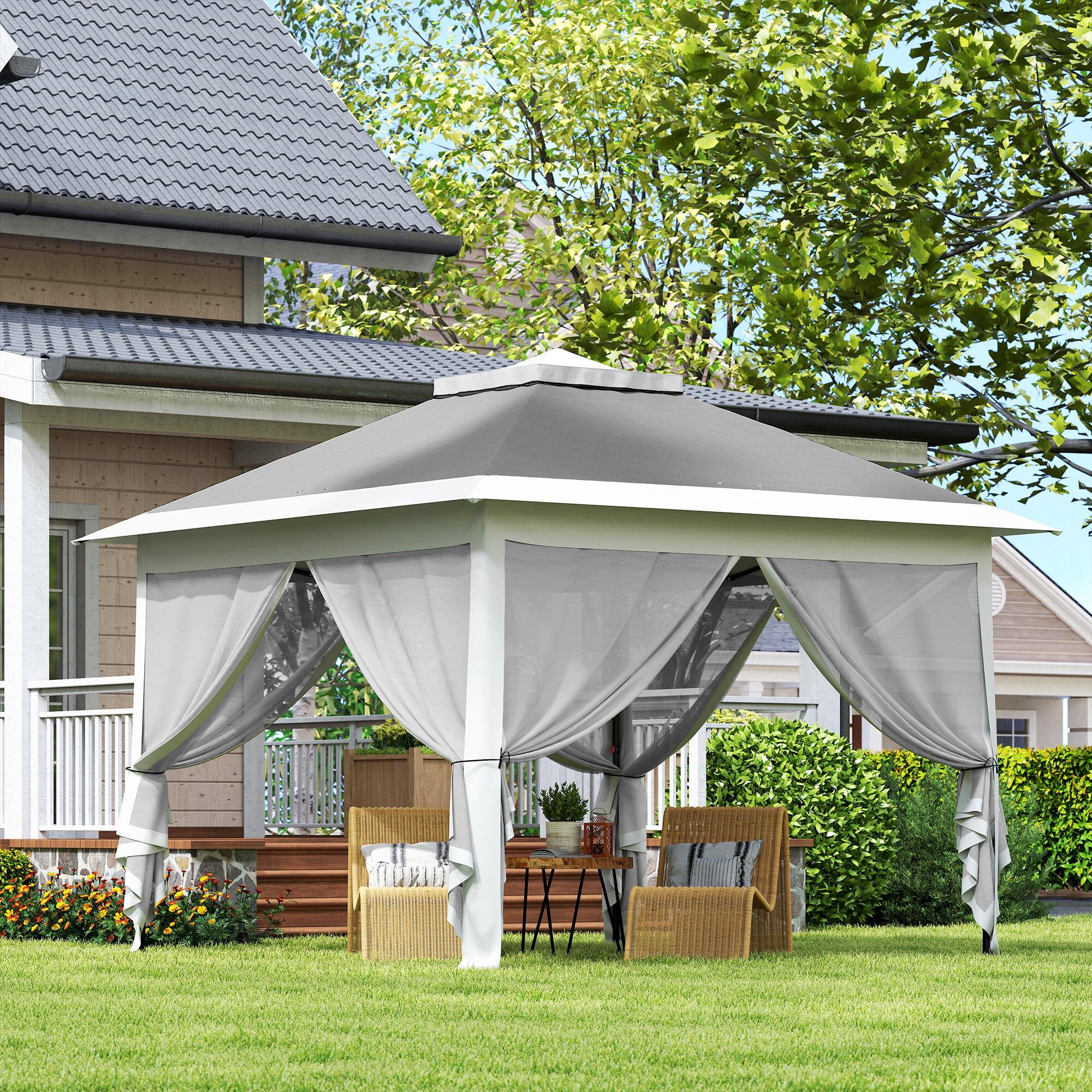 Carpa Plegable Outsunny 330x330x288 cm Gris Oscuro 5/6