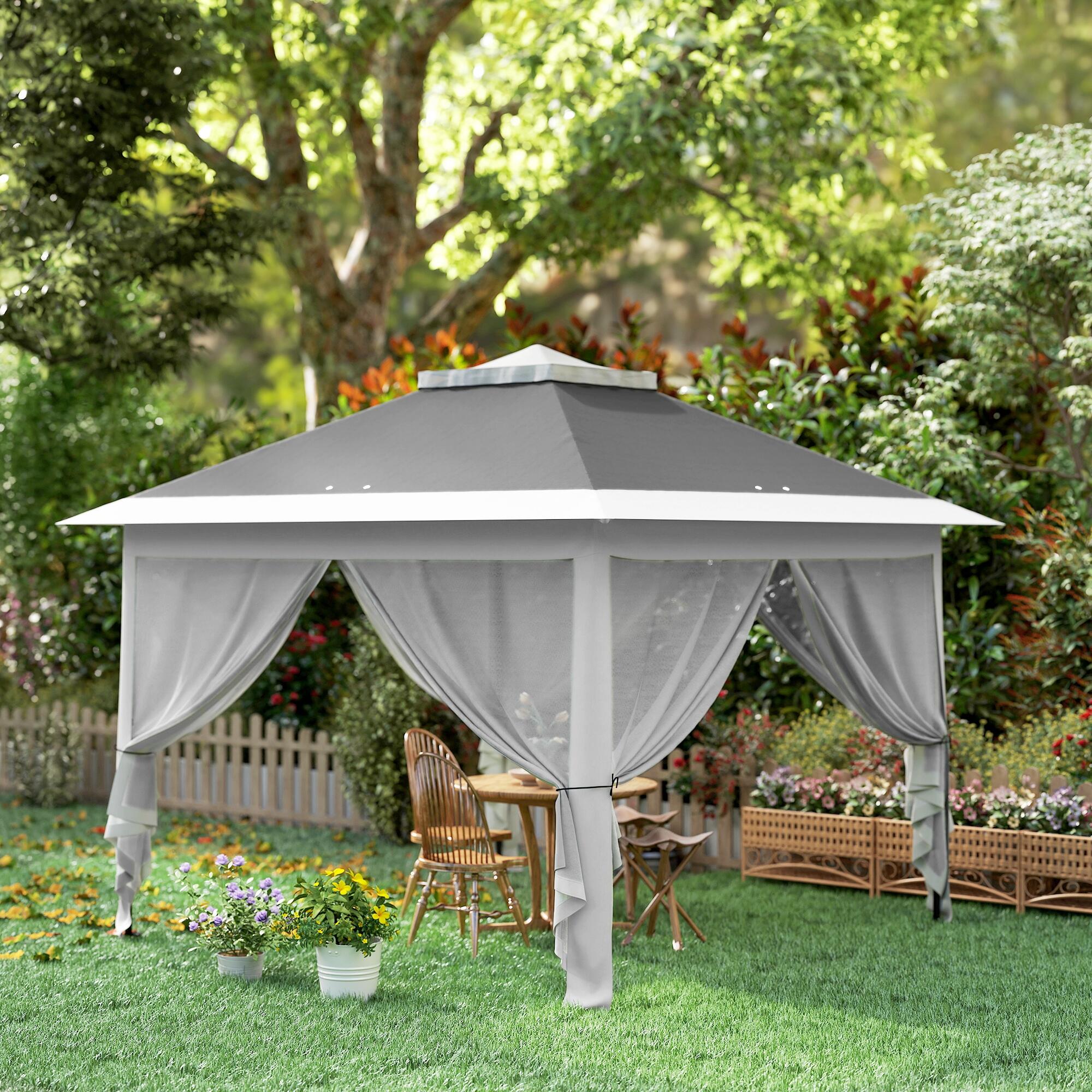 Carpa Plegable Outsunny 330x330x288 cm Gris Oscuro 4/6