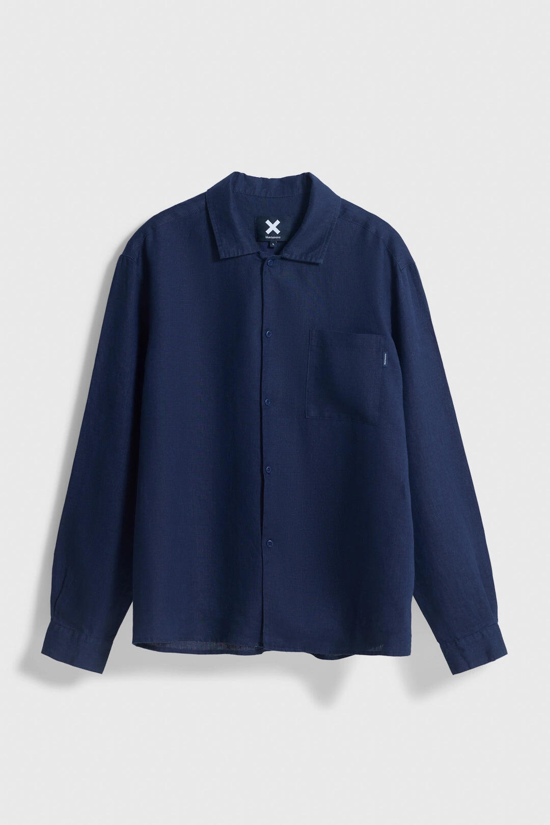 Camisa Blue Banana Breeze Azul Marino de 100% Lino 4/5