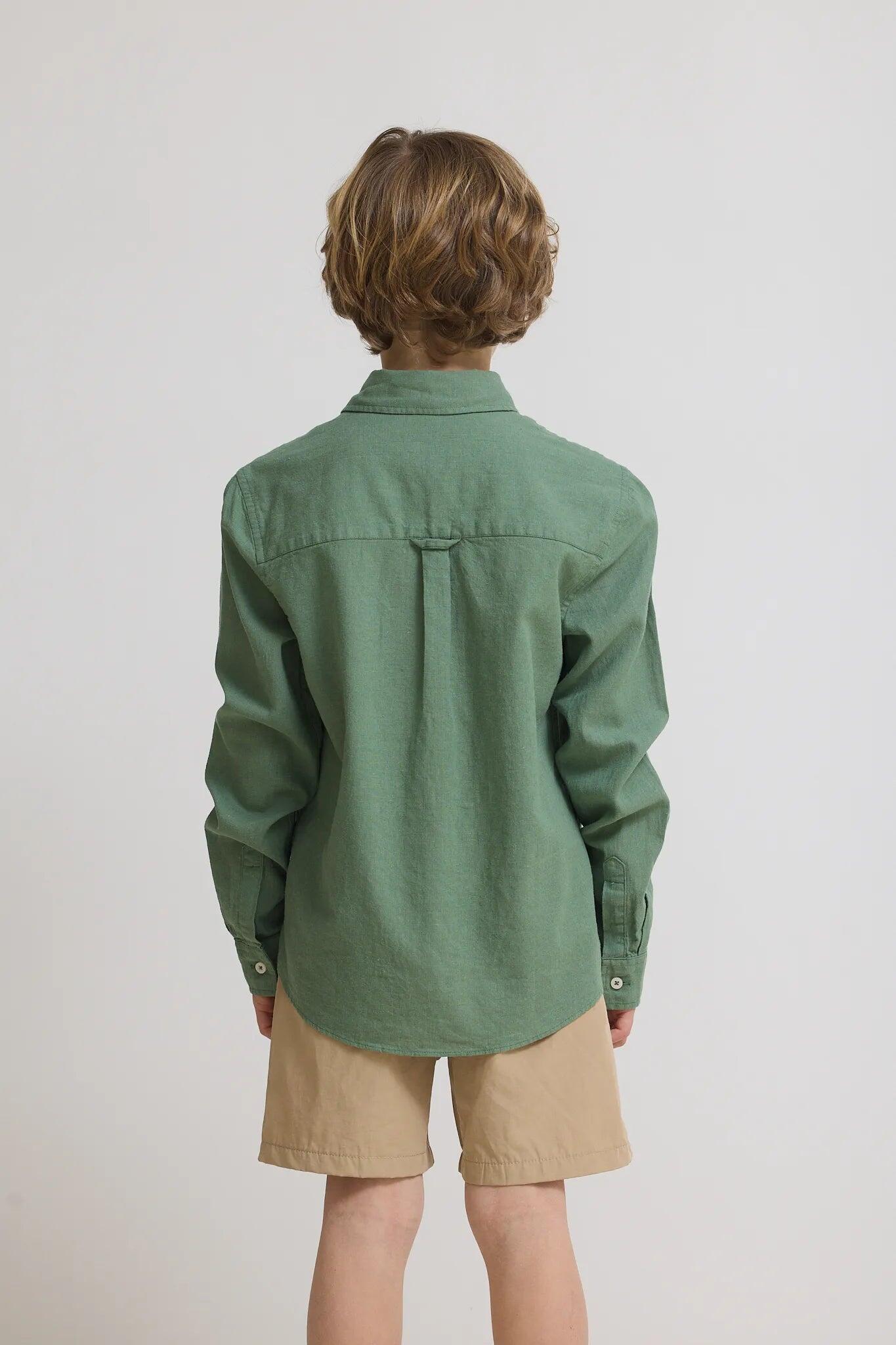 Camisa Kids Blue Banana Pine Green de Lino 2/7