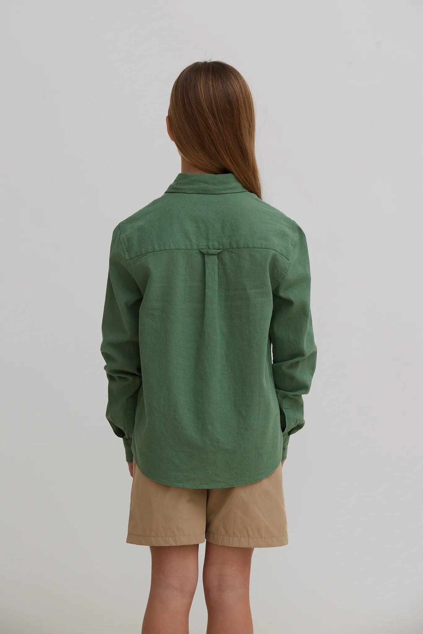 Camisa Kids Blue Banana Pine Green de Lino 5/7