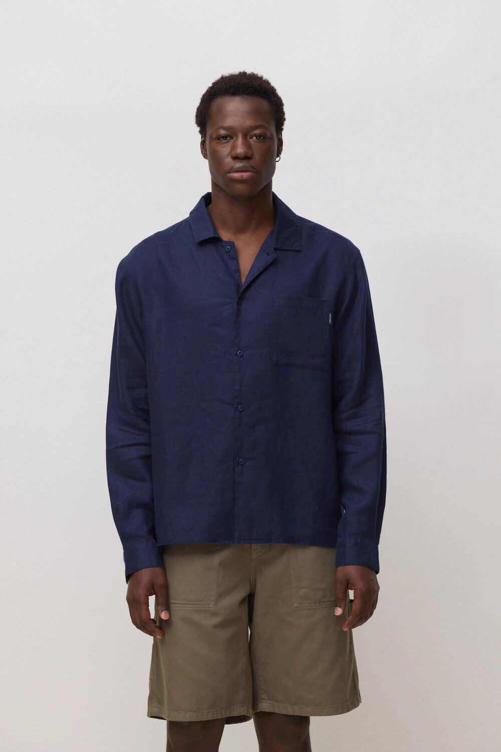 Camisa Blue Banana Breeze Azul Marino de 100% Lino 1/5