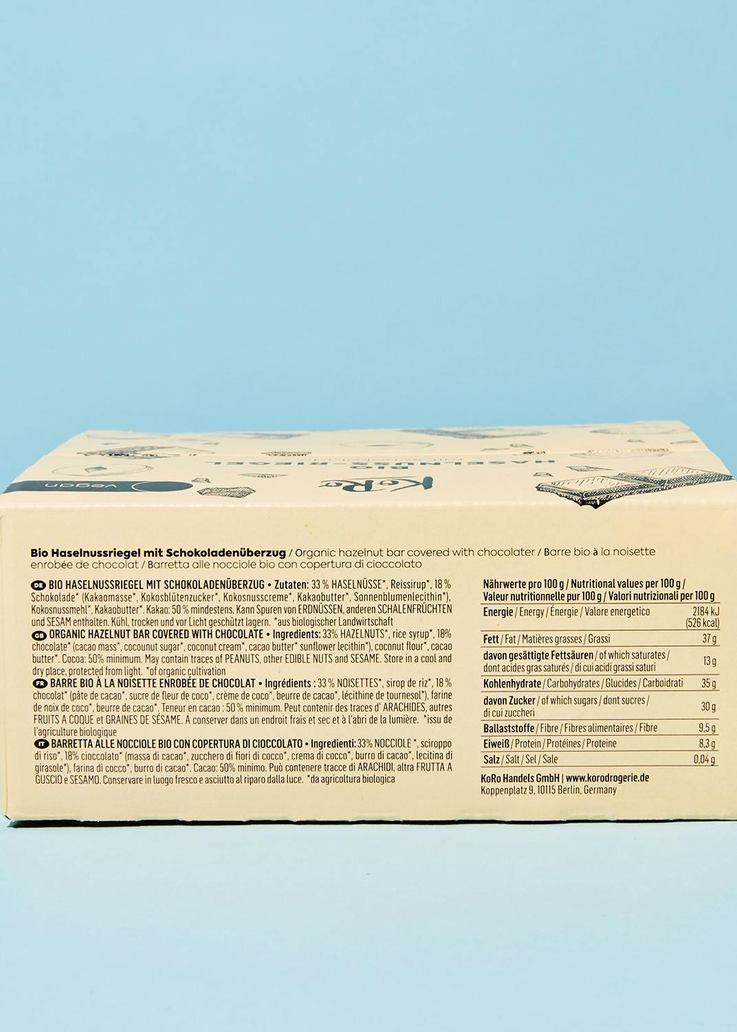 Barre aux noisettes et au chocolat bio 12 x 50 g 4/5