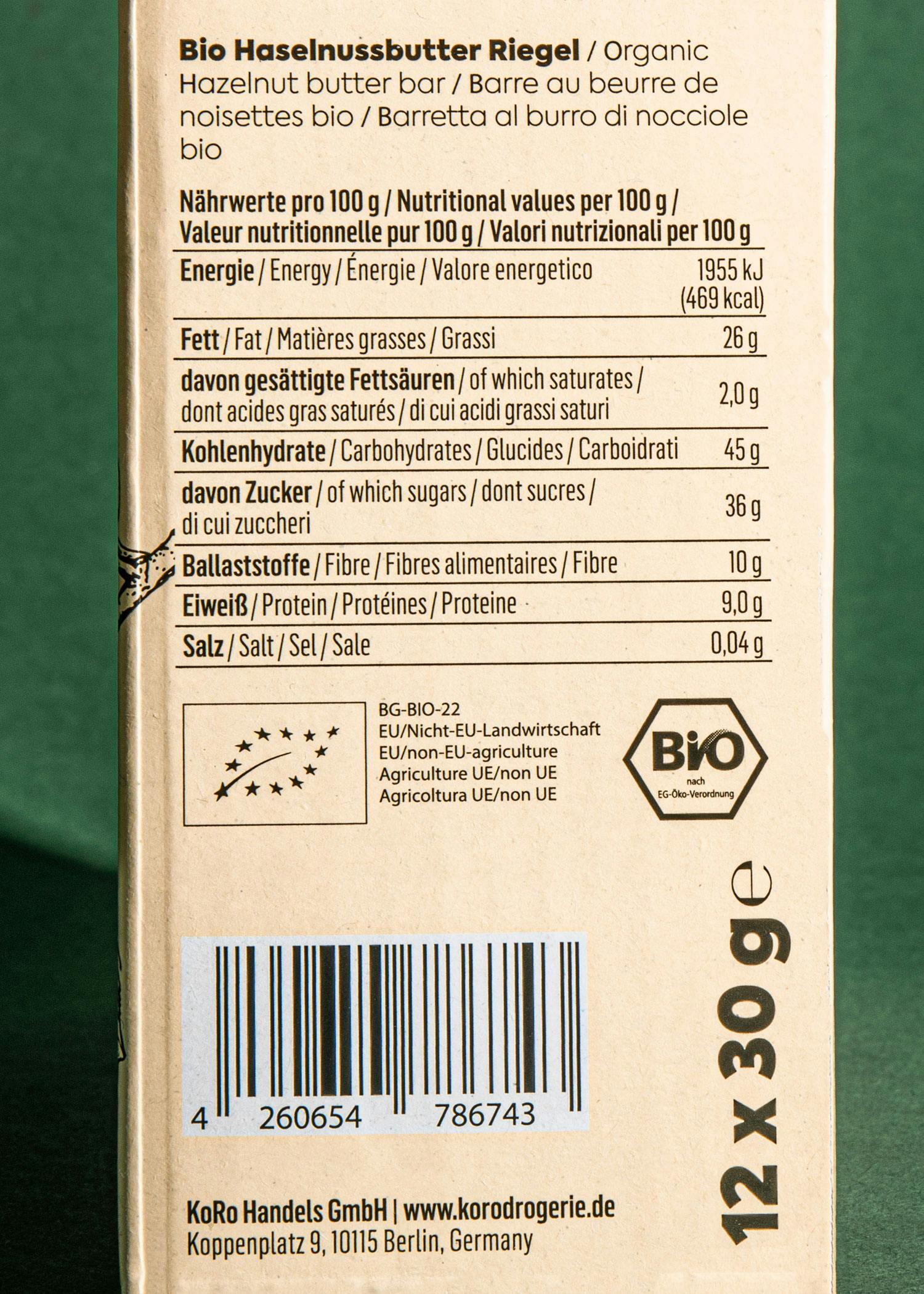 Barre à la purée de noisettes bio 12 x 30 g 5/7