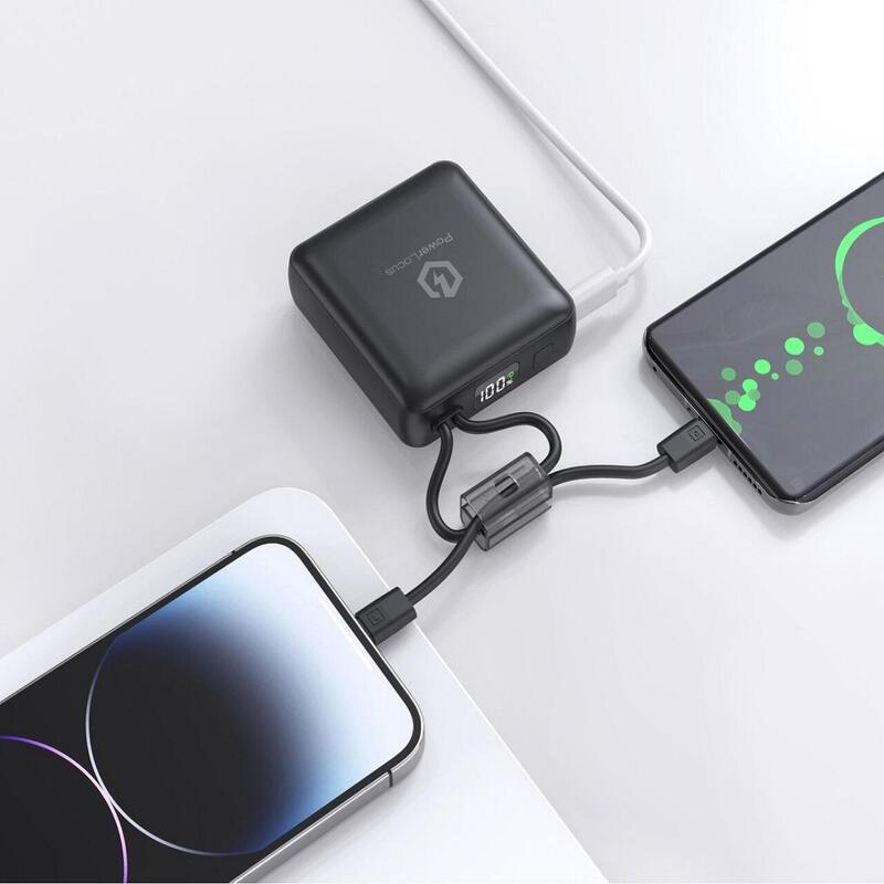 Acumulator extern 10000mAh, 20W PD Fast Charging, cablu Type-C si Lightning