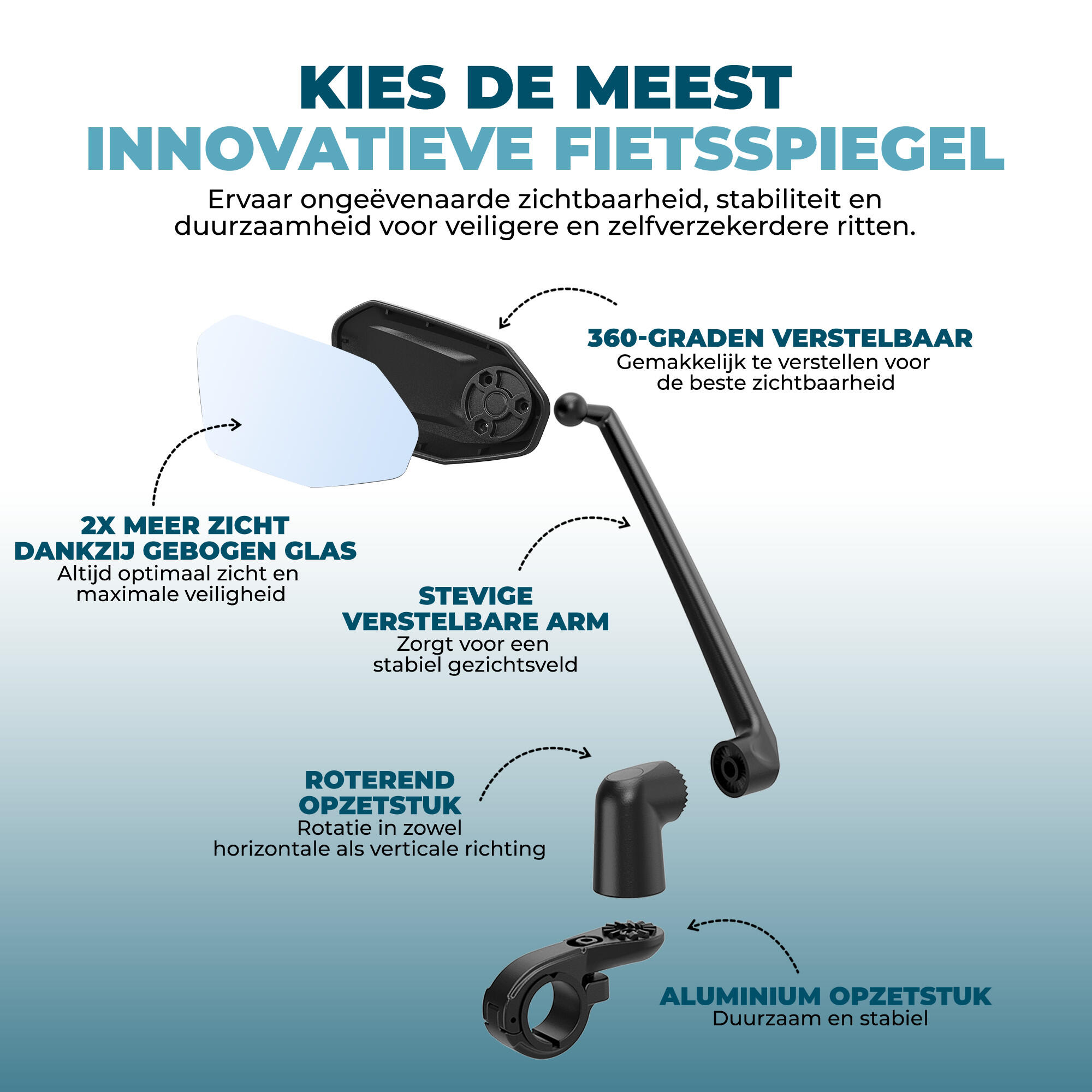 Fietsspiegel verstelbare arm RM-15 3/6